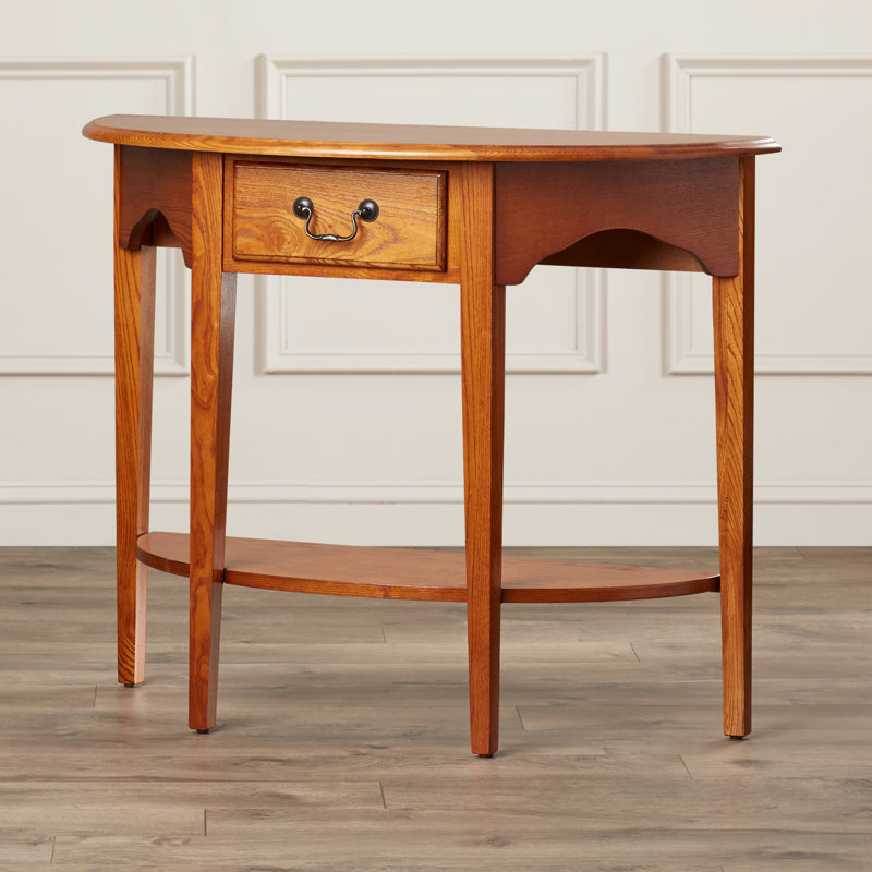 Demilune Solid Wood Console, Oak
