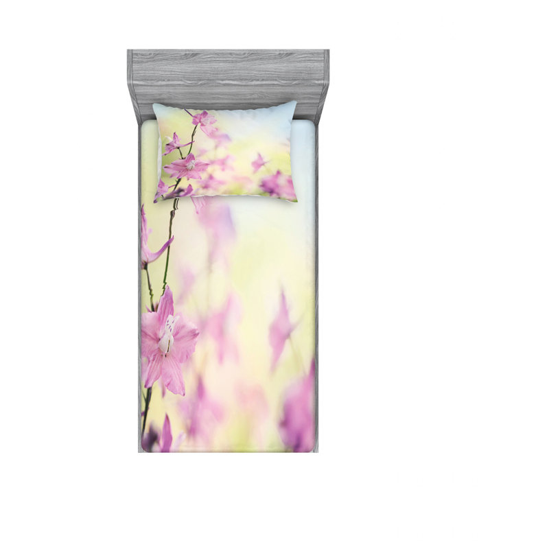 Ensemble de draps à motif floral Larkspur, Ensemble de draps pour lit simple avec drap-housse