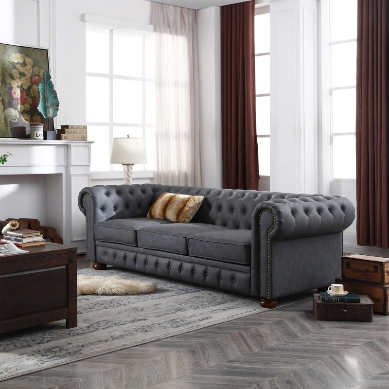 Canapé Chesterfield Gentilly Classic, Gris foncé