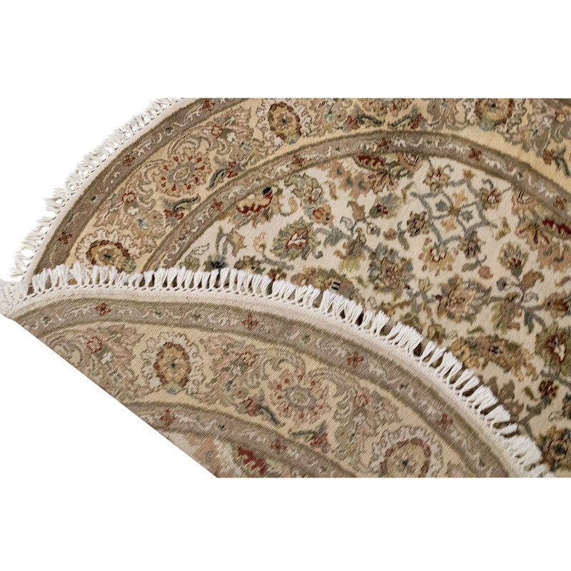 Tapis ivoire / beige / brun noué à la main de haute qualité