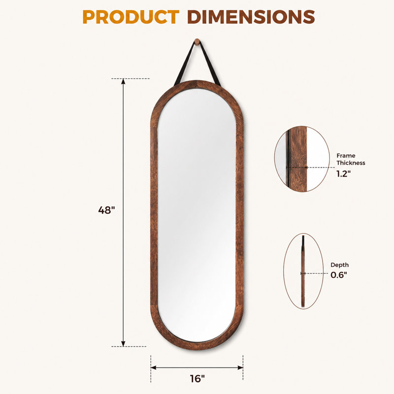 Miroir mural ovale en bois