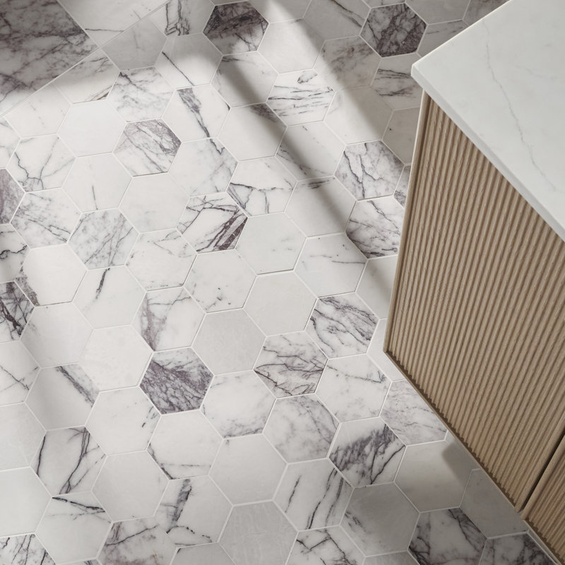 Lilac Premium 4” Hexagon Polished Marble Mosaic Tile