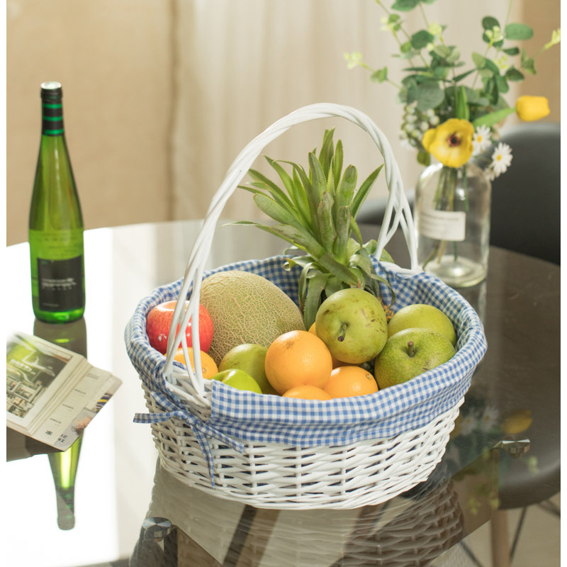 Panier en saule, bleu, H 15 po x l 13 po x P 13 po