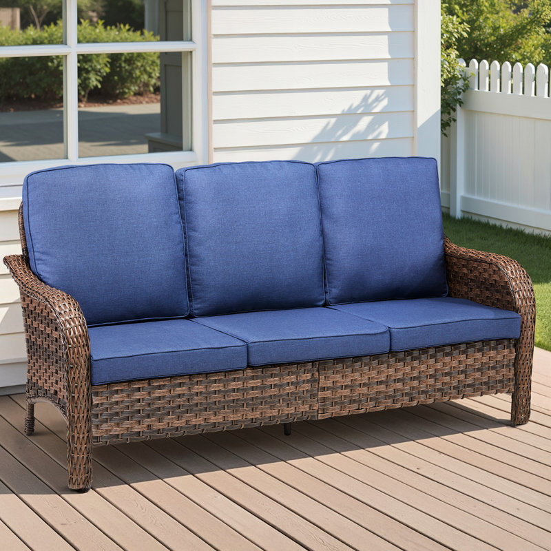 70,9 po Pe 3 coussins bleus d'extérieur rouille - Structure et support dorsal confortable Confort ergonomique toutes saisons