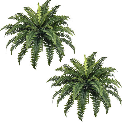 Fougères artificielles de Boston de 89 cm (lot de 2), plantes artificielles en soie et plastique résistantes aux UV, idéales pour la décoration extérieure (porche, terrasse, jardin et intérieur).