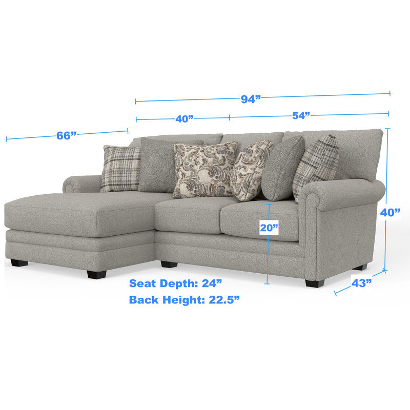 Livingston - 2pc Sofa Chaise With Comfort Coil Seating And 6 Accent Pillows Included, Left Hand Facing