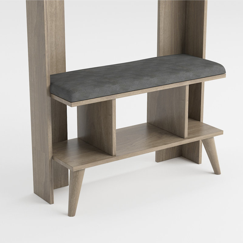 Debruyne Hall Tree 83.6cm Wide with Bench and Shoe Storage, Taupe