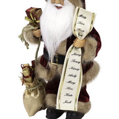 Woodland Standing Santa Claus Christmas Figure with Name List and Gift Bag