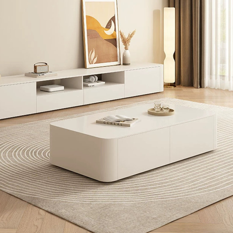 Table basse en bois de style crème, H 13,78 po x L 51,18 po x l 27,56 po