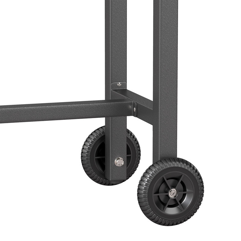 Table rectangulaire d'extérieur à hauteur de bar en métal avec roulettes verrouillables, gris foncé, Gray