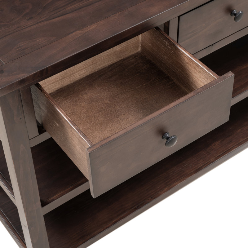 Cabras Console Table with Two Open Shelves, storage credenza, sideboards and buffets, Espresso Wood, 30.2" H x 50" W x 16" D