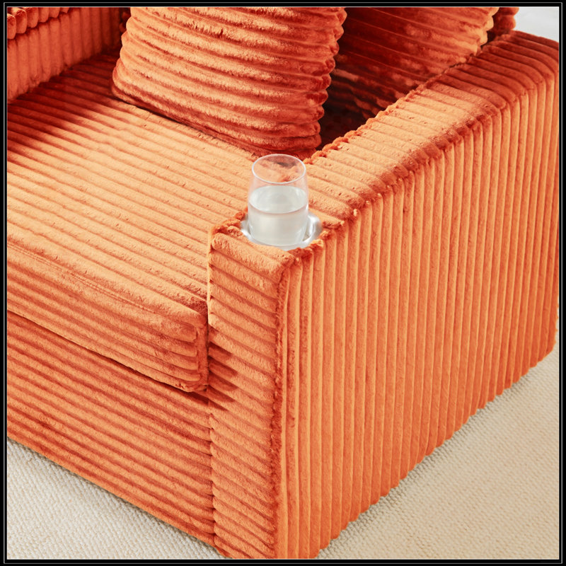 Canapé confortable moelleux en velours côtelé, Orange