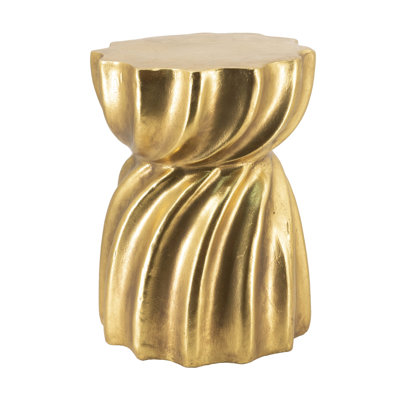 14X14x18.7 Inches Gold Magnesium Stool, A Stylish Side Table And Display Stand Finish Stool With Sculptural Swirl, Practical Decorative Piece For Home