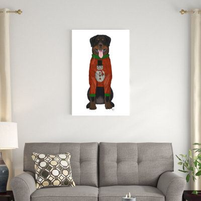 " Christmas Des - Rottweiler In Christmas Sweater " by Fab Funky