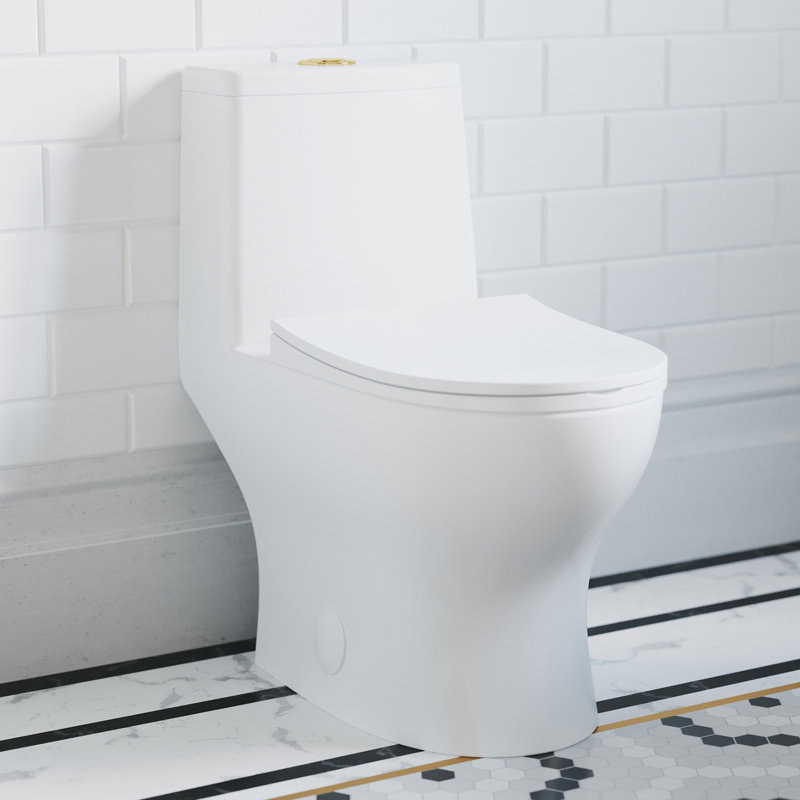 Ivy One Piece Toilet Dual Vortex Flush, Brushed Gold Hardware 1.1/1.6 gpf