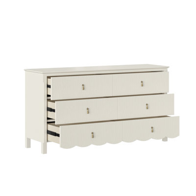 Mortola Wood 6 Drawer Reeded Dresser