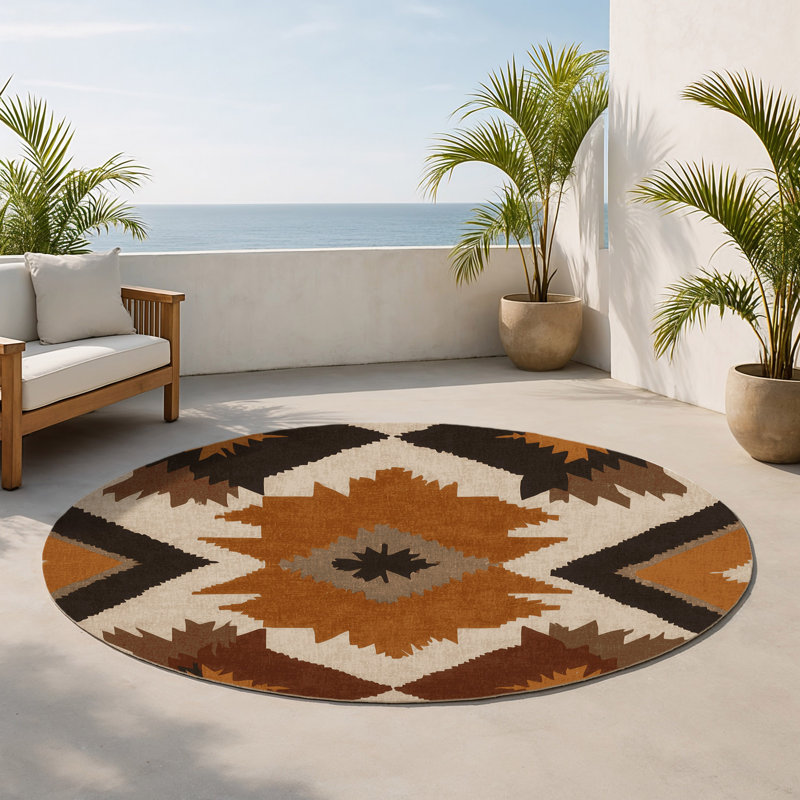 Tapis intérieur et extérieur Ancient Arches, Rond 5 pi