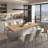 Rectangular Expandable Dining Table for 6 to 10 People with Rustic Wood and Extension Panels