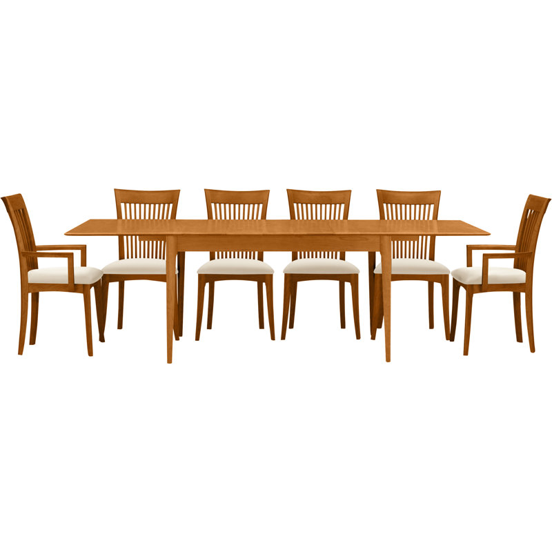Sarah 7 - Piece Extendable Dining Set, Autumn Cherry, Coffee Leather