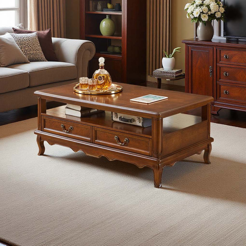 Table basse en bois massif de style américain, H 20,47 po x L 27,56 po x l 47,24 po