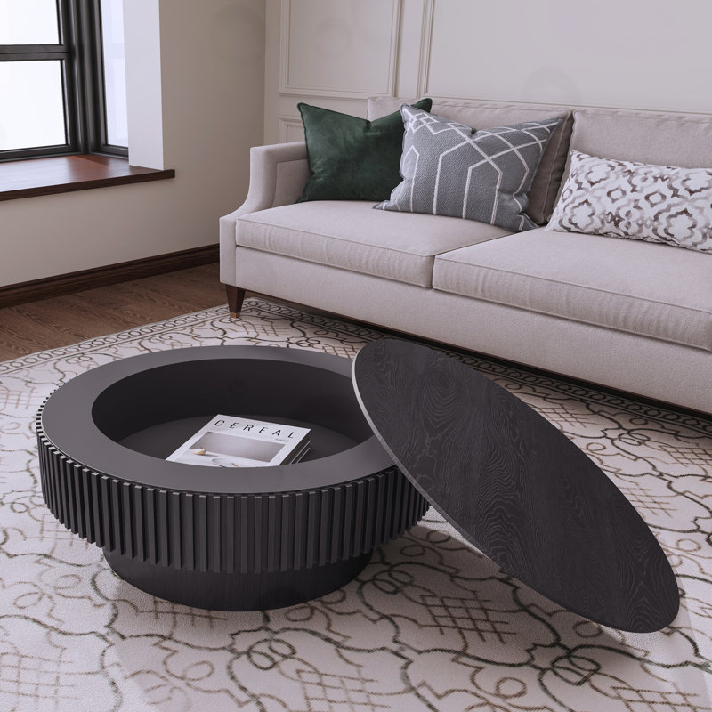 Table basse ronde avec rangement, Noir