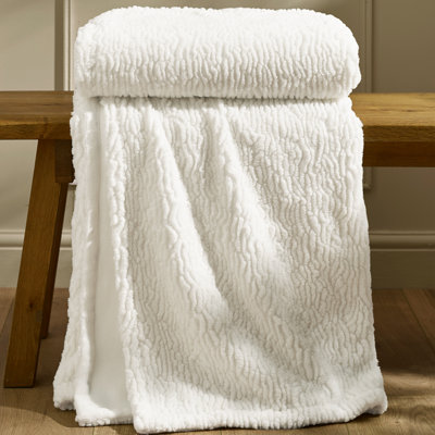 Textured Wave Faux Fur 150x200cm Blanket Throw