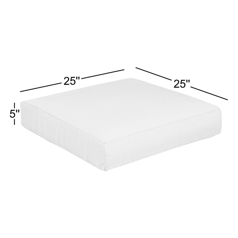Esmeray Amorina Square Weather-Resistant Outdoor Seat Cushion, White, 25 in W x 25 in D x 5 in H