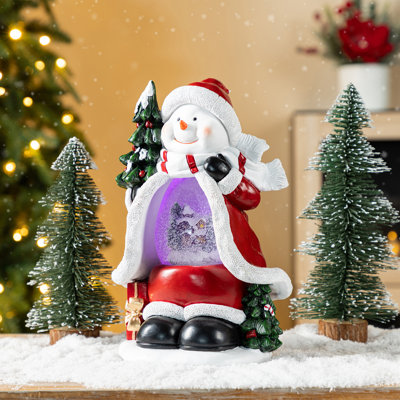 100Mm Christmas Resin Lighted Snowflakes Snowman Waterglobe