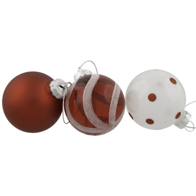 Red and White Glass 3-Finish Christmas Ball Ornament 1.75" (40mm)