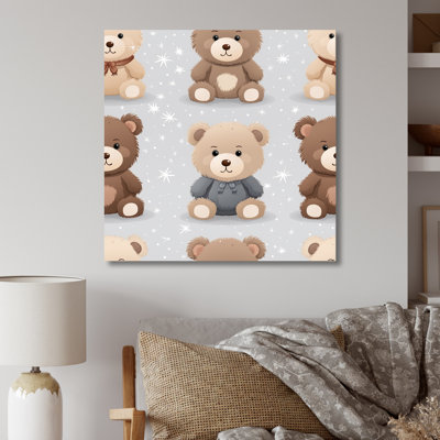 Brown And Grey Teady Bear Nursery - Bear 2 Metal Wall Art