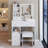 29.2" Small Size Left Drawer Desktop Vanity Table + Cushioned Stool, Extra Large Right Sliding Mirror, Multi Layer High Capacity Storage, Practical Fashionable Dresser, Suitable For Small Space-1905311058