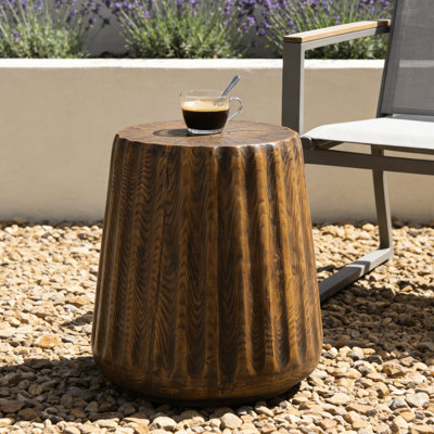 Table d'appoint d'extérieur d'intérieur, hauteur 16,36 po, finition brune, polyvalente pour la terrasse, le jardin et la hauteur de relaxation, grain de bois, avec style rustique, chambre à coucher
