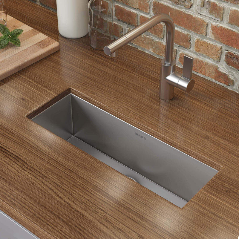 Ruvati 23" x 8" Bar Prep Sink Narrow Trough Undermount 16 Gauge Stainless Steel Single Bowl - , 8" L x 23" W
