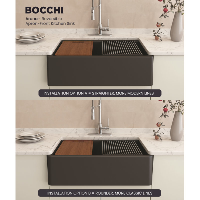Arona 33'' L Single Basin Kitchen Sink, Matte Black