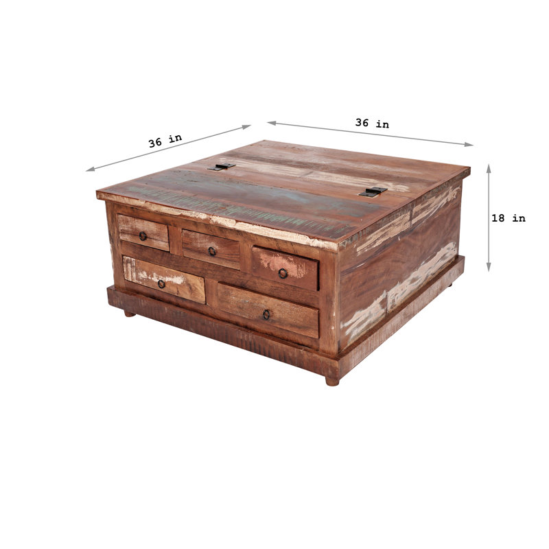 Antique Solid Wood Square Coffee Table