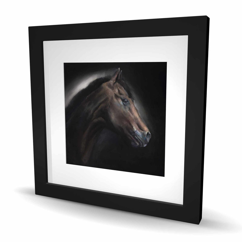 Loneliness Horse - reproduction encadrée rustique mat pour la décoration intérieure, Noir