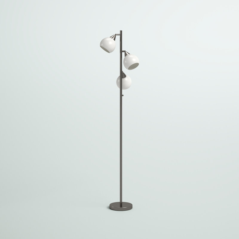 71'' Brushed Steel Tree Floor Lamp