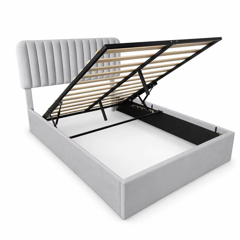 Upholstered Ottoman Storage Bed, Kingsize (5'), GREY