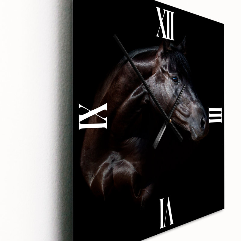 Silhouette d'une horloge murale cheval et fille, Petit