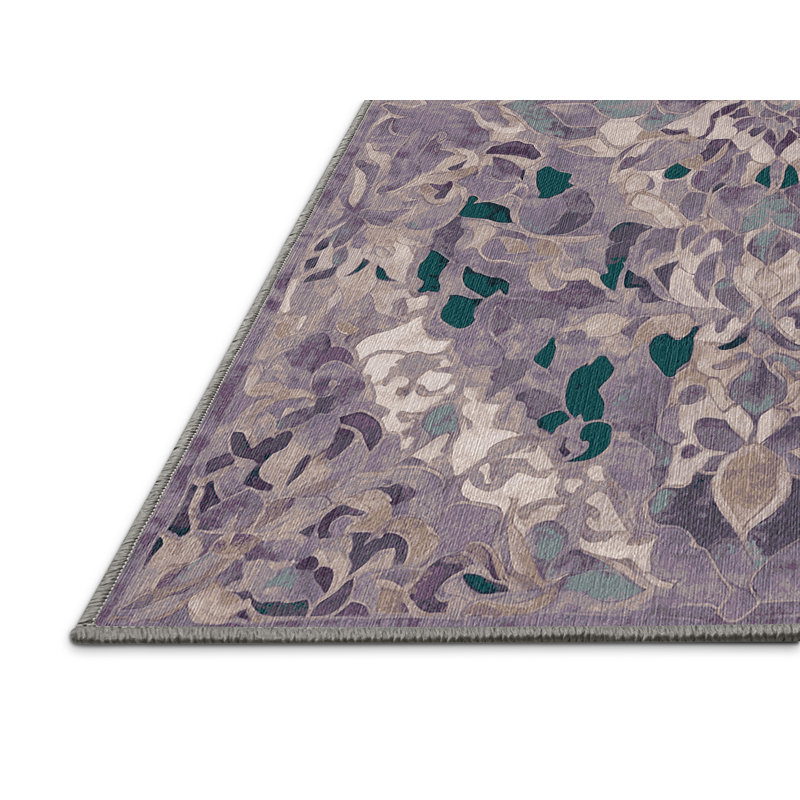 Machine Washable Pink Area Rug, Square 7'