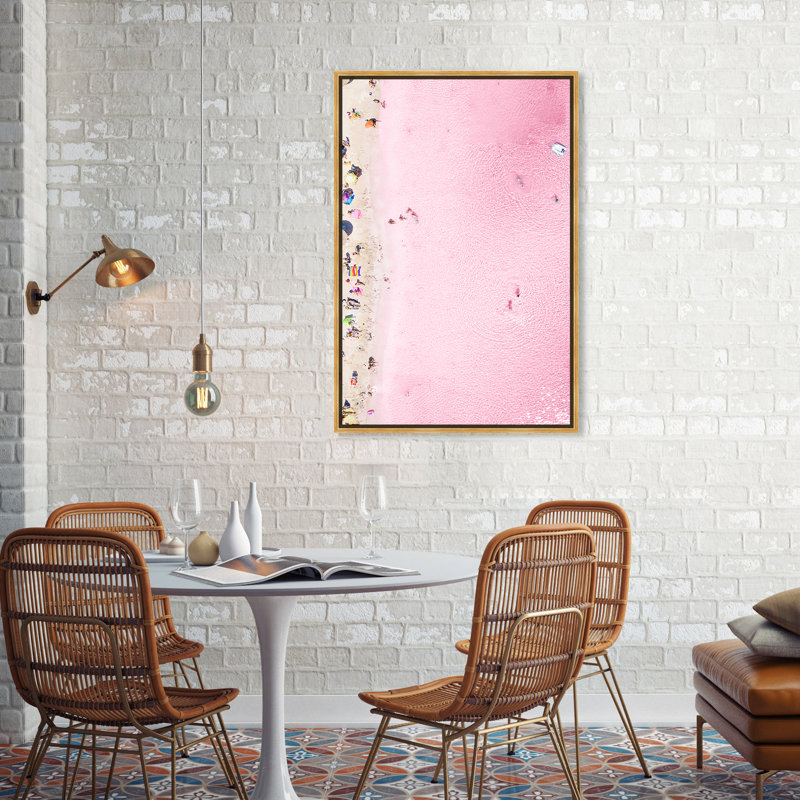 Nautique et plage rose côtière - impression, Toile encadrée d'or, H 36 po x l 24 po