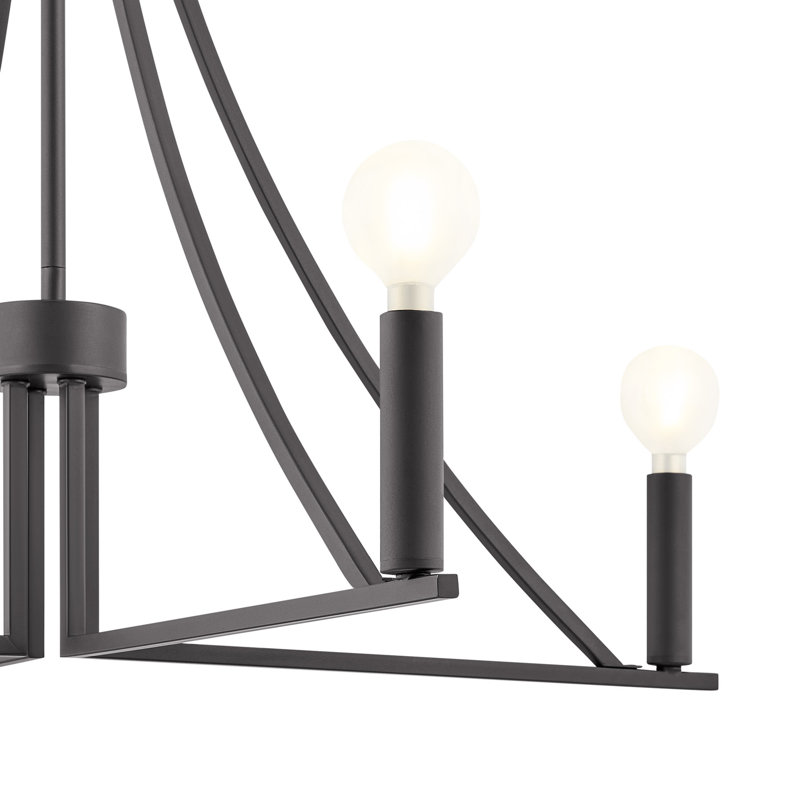 Lustre 4 lumières Meridian en noir mat, Noir mat