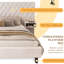 Grand lit beige avec tête de lit tapissier en velours, 2 tables de chevet, sans sommier, tête de lit à plateforme sans effort-291912011