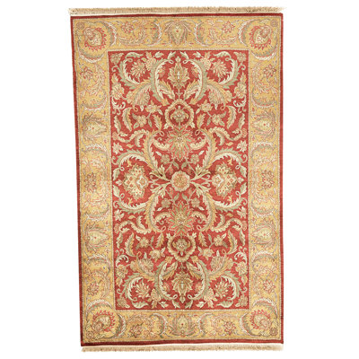 High-Quality Hand-Knotted Red And Gold Area Rug