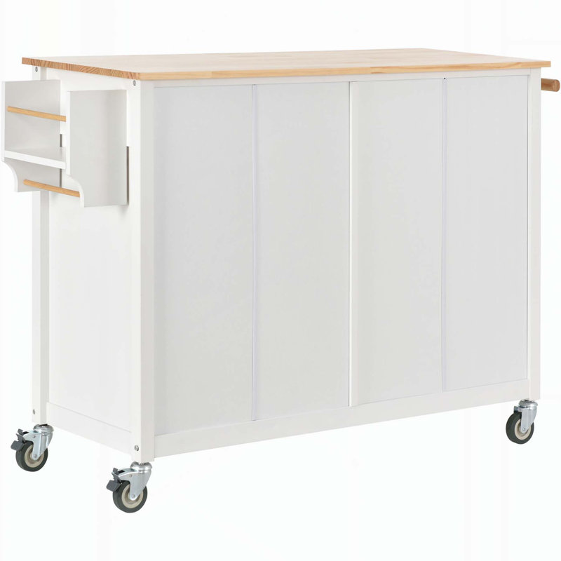 Versatile Kitchen Island Cart with Multiple Storage Options and Mobility, White