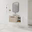 Meuble-lavabo flottant de 36 po au design moderne avec lavabo d'art en céramique, dalle de pierre plate blanche et petites tablettes de rangement, porte à fermeture douce, ensemble KD, meuble-lavabo de salle de bain