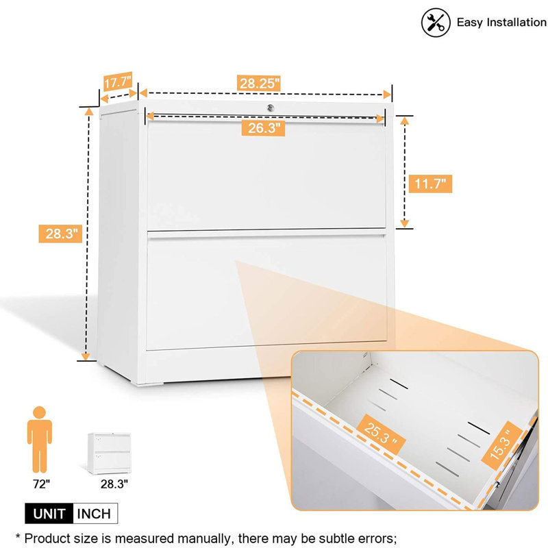 17.7'' Wide 2 -Drawer Steel File Cabinet