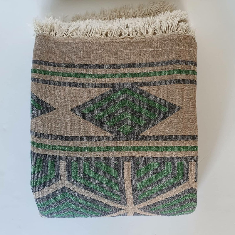 Lathan Throw Blanket, W222 x L245cm, Bottle Green