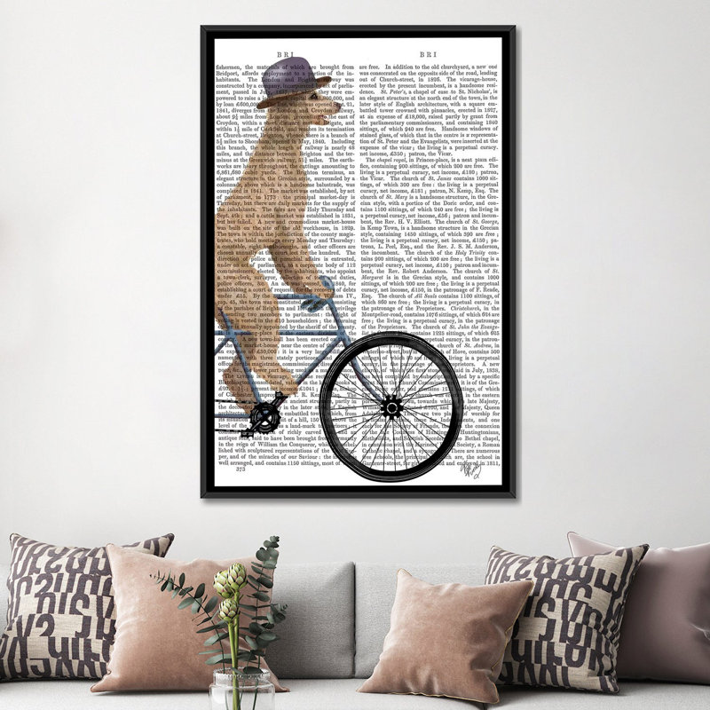 Fab caniche génial sur vélo, crème, impression sur toile tendue sur châssis Galler, H 60 po x l 40po x P 1,5 po, Pas de tapis