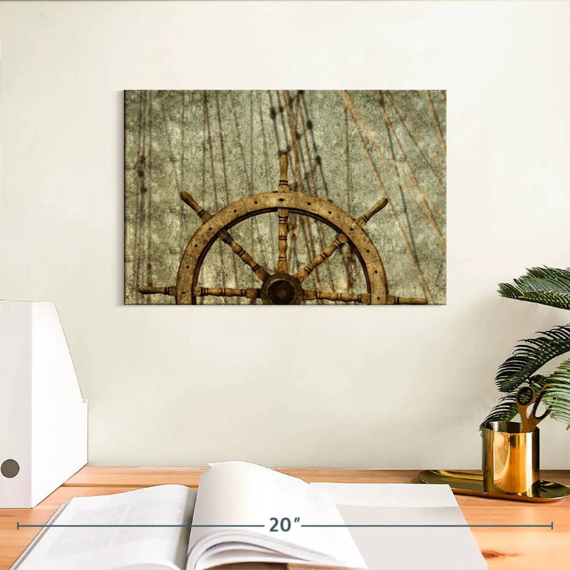 Old ship wheel Aletra, H 8 po x l 12 po